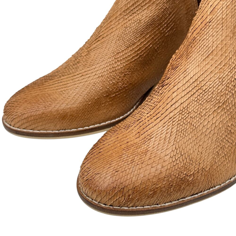 Midas Metan Boots Fringe 3D NEW 6.5 Women's Tan Textured Boho Comfort Block Heel - Picture 8 of 14